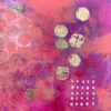 Abstract pink painting with gold shapes